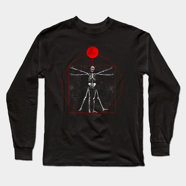 Vitruvian Skele-Man Long Sleeve T-Shirt by JumoArt